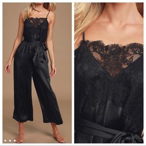 Vision Of Perception Black Lace Satin Jumpsuit